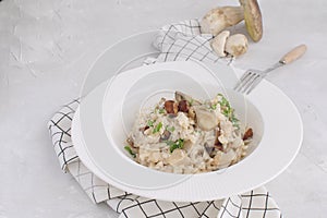 Mushroom risotto Traditional italian porcino