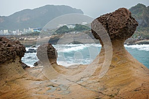 Mushroom Rocks at the Yeliu Geopark in Taiwan