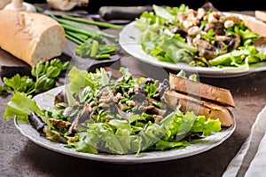 Mushroom salad with walnuts