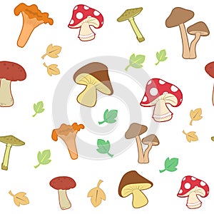 Mushroom seamless pattern, vector illustration