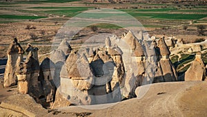 Mushroom shaped fairy chimneys rock formation in Pasabag valley