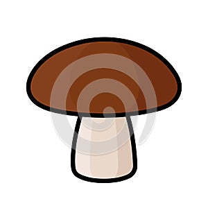 mushroom, single oblect, vector illustration, autumn season symbol, thick black line