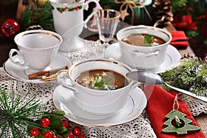 Mushroom soup with barley groats for Christmas Eve supper