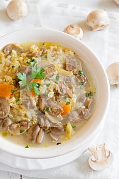 Mushroom soup with millet