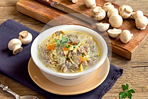 Mushroom soup with millet