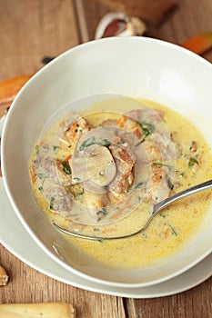 Mushroom soup. A portion.