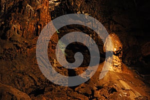Mushroom stalactite at Red cave,Ukraine