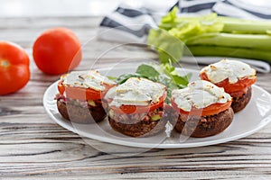 Mushroom stuffed with bacon and cream cheese