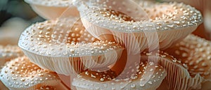 Mushroom Symphony: Gills and Granules in Harmony. Concept Mushroom Photography, Nature Patterns,