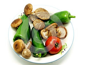 Mushroom , tomato and green pepper