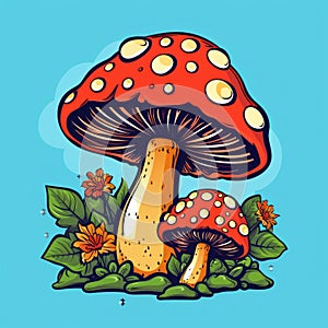 mushroom vector illustration on blue background