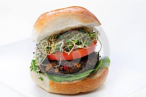 Mushroom Veggie Burger with Sprouts