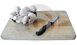 Mushrooms on chopping board photo