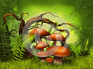 Mushrooms fantasy forest photo