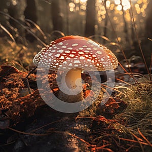 Mushrooms in the forest. Generative AI
