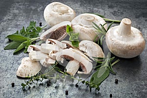 Mushrooms and Herbs Food Background photo