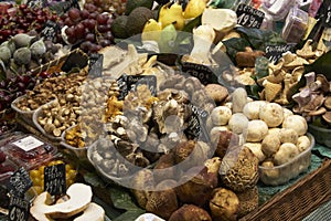 Mushrooms on market stall