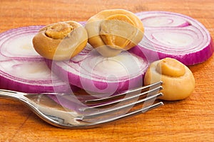 Mushrooms and onions