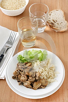 Mushrooms with rice