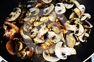 Mushroons in the pan. Brazilian cuisine