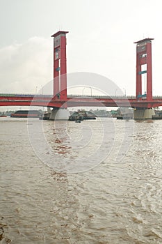 Musi river with the legendary ampera bridge