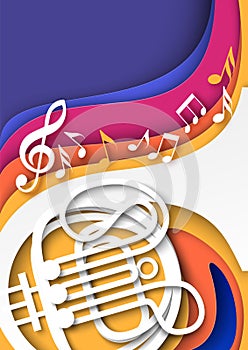 Music abstract background in paper cut style
