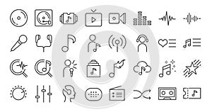 Music app icon set. Included the icons as song, playlist,