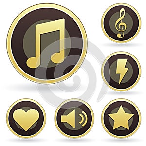 Music appreciation icons on vector button set