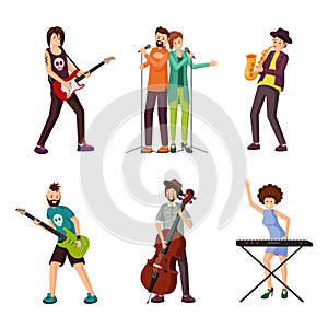 Music artists flat vector characters set