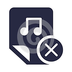 Music, audio file deletion glyph vector icon