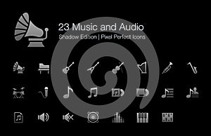 Music and Audio Pixel Perfect Icons Shadow Edition.