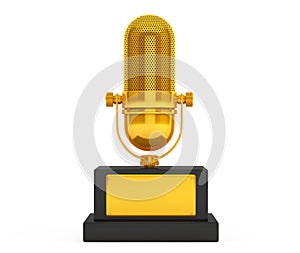 Music Award Concept. Golden Microphone. 3d Rendering