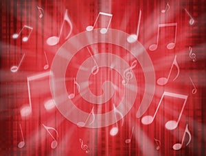 Red Music Notes Background
