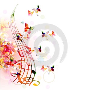 Music background with colorful G-clef and music notes vector illustration design. Artistic music festival poster, live concert eve