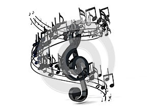 Music background design.Musical writing isolated over white