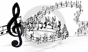 Music background design.Musical writing isolated over white