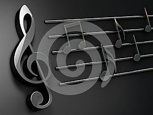 Music background design.Musical writing over black