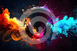 music background with headphones and vibrant colours