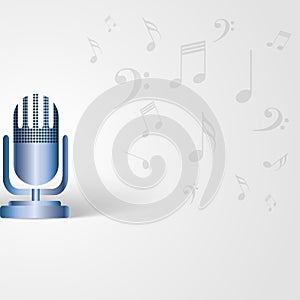 Music background with microphone shape and musical notes