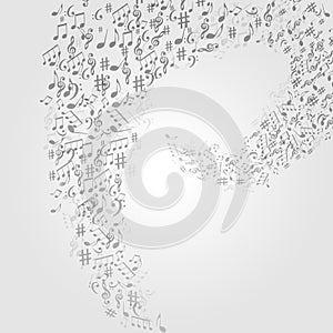 Music background with music notes and G-clef vector illustration design. Artistic music festival poster, live concert, music notes