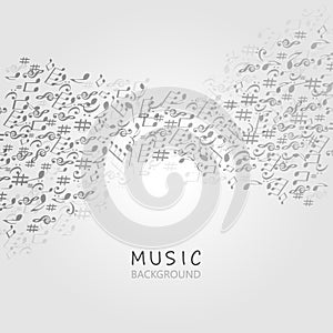 Music background with music notes and G-clef vector illustration design. Artistic music festival poster, live concert, music notes