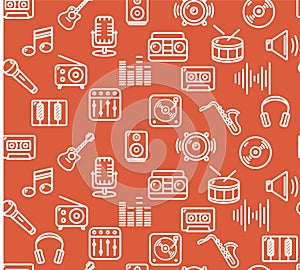 Music Background Outline Icon Set. Vector