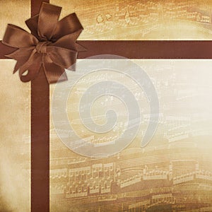 Music background with ribbon tied
