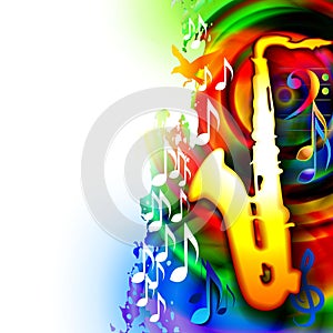 Music background with saxophone and musical notes