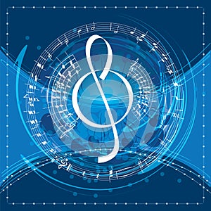 Music background with treble clef