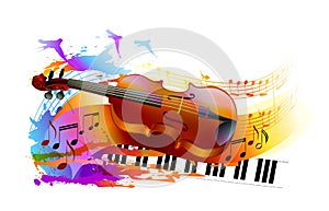 Music background with violin and piano