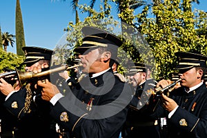 Music band in Easter procession in Cordoba.