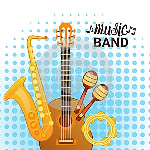 Music Band Instruments Set Banner Musical Concert Poster Concept