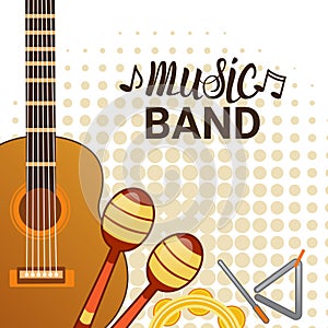 Music Band Instruments Set Banner Musical Concert Poster Concept