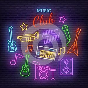 Music band neon icons